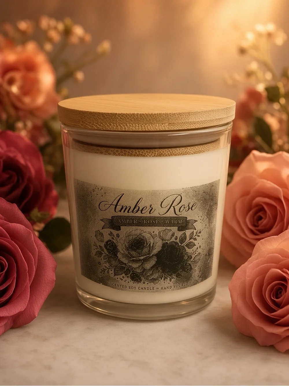9oz Amber Rose Soy Wax Candle – Amber • Rose
